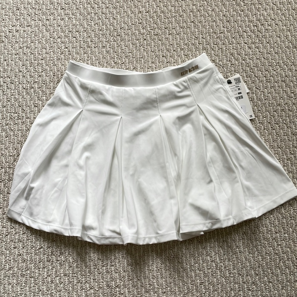 Zara Kids “Keep Active” logo White Pleated Tennis Skirt size 13-14